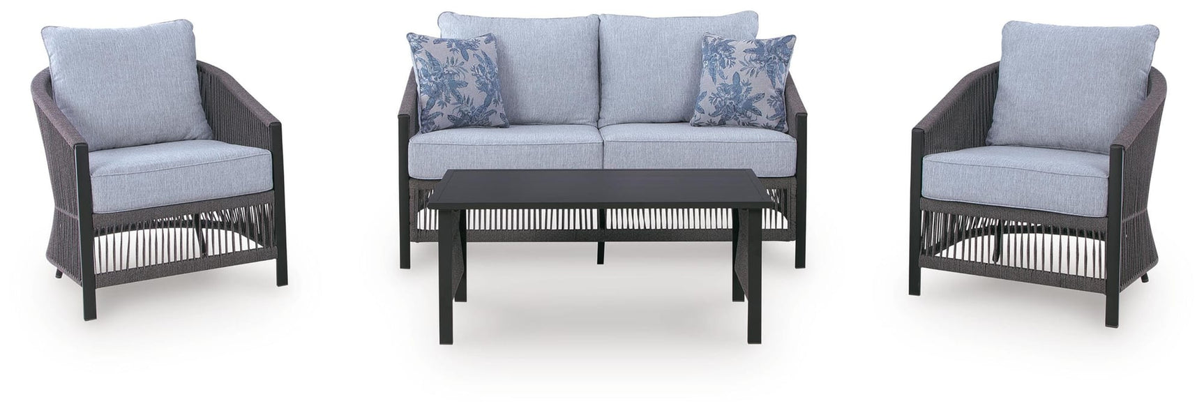 Bridges Beach Gray Outdoor Love/Chairs/Table Set (Set of 4) view 6
