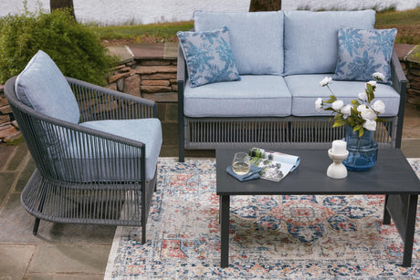 Bridges Beach Gray Outdoor Love/Chairs/Table Set (Set of 4) detail view