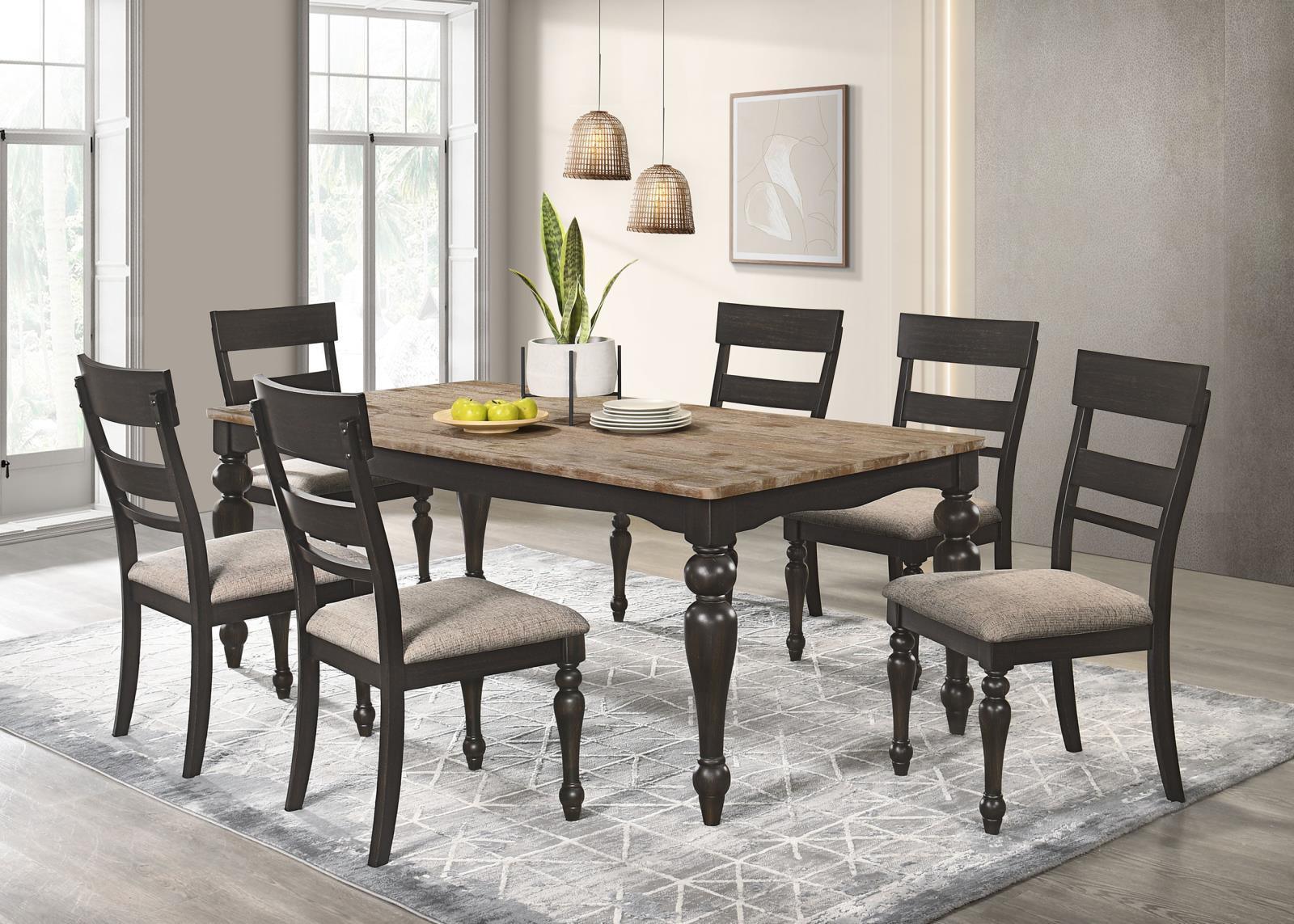 Bridget Ladder Back Dining Side Chair Stone Brown And Charcoal Sandthrough (Set Of 2) 108222 - Ella Furniture
