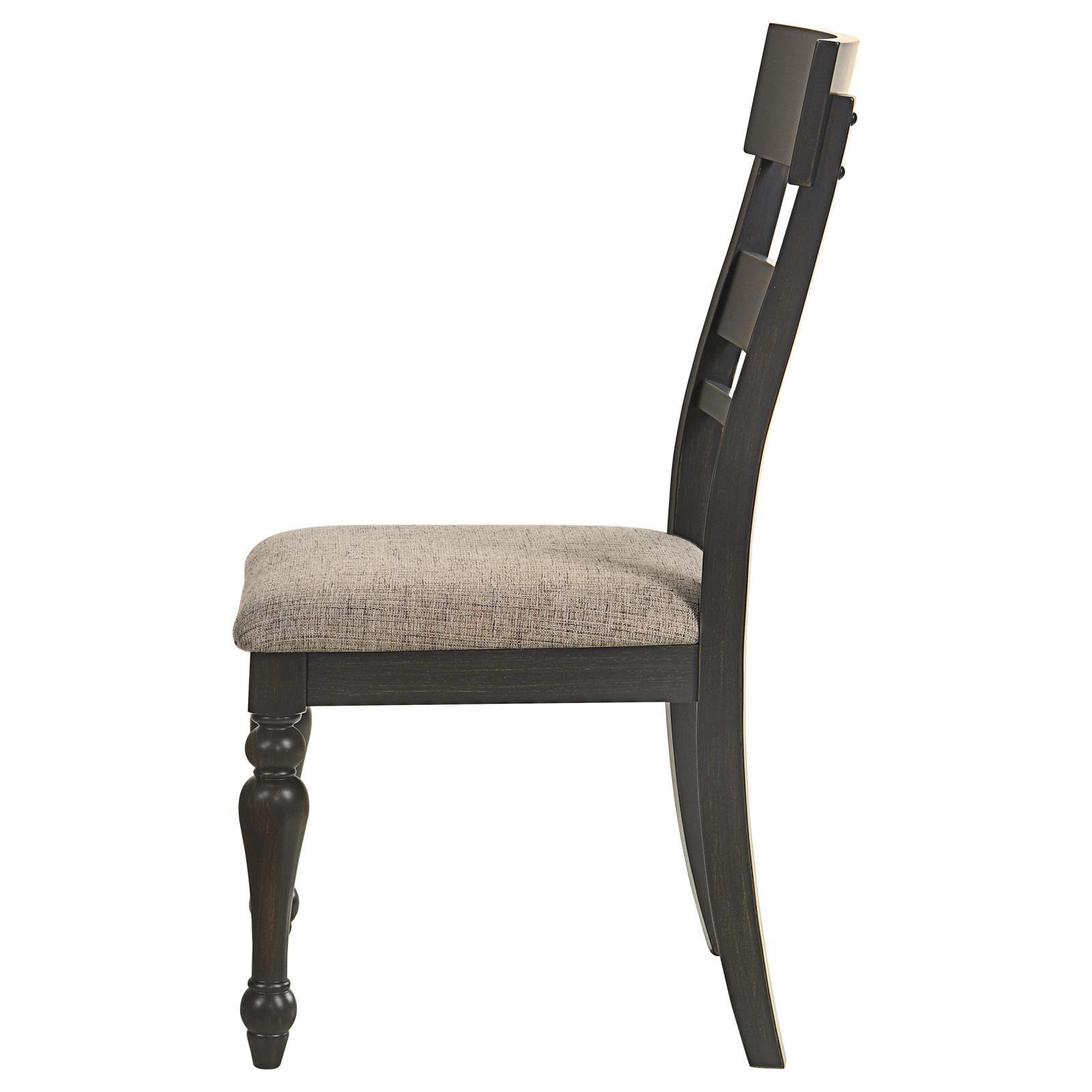 Bridget Ladder Back Dining Side Chair Stone Brown And Charcoal Sandthrough (Set Of 2) 108222 - Ella Furniture