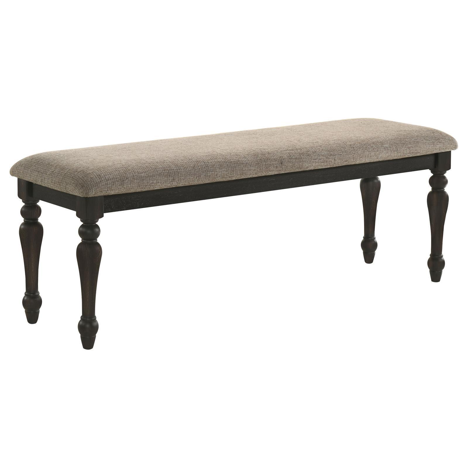 Bridget Upholstered Dining Bench Stone Brown And Charcoal Sandthrough 108223 - Ella Furniture