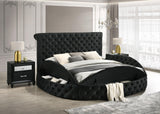 Brigitte Black Modern Solid Wood Velvet Upholstered Tufted Storage Queen Bed - Ella Furniture