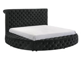 Brigitte Black Modern Solid Wood Velvet Upholstered Tufted Storage Queen Bed - Ella Furniture