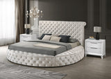 Brigitte Ivory Modern Solid Wood Velvet Upholstered Tufted Storage King Bed - Ella Furniture