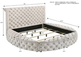 Brigitte Ivory Modern Solid Wood Velvet Upholstered Tufted Storage King Bed - Ella Furniture