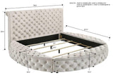 Brigitte Ivory Modern Solid Wood Velvet Upholstered Tufted Storage King Bed - Ella Furniture