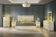 Brillia Ivory Faux-Crocodile Bedroom Set with Integrated LED Lighting and Crystal Hardware from Ella Furniture