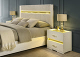 Brillia Ivory Faux-Crocodile Bedroom Set with Integrated LED Lighting and Crystal Hardware view 2
