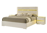 Brillia Ivory Faux-Crocodile Bedroom Set with Integrated LED Lighting and Crystal Hardware view 5