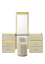 Brillia Ivory Faux-Crocodile Bedroom Set with Integrated LED Lighting and Crystal Hardware view 8