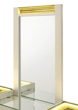 Brillia Ivory Faux-Crocodile Bedroom Set with Integrated LED Lighting and Crystal Hardware view 9