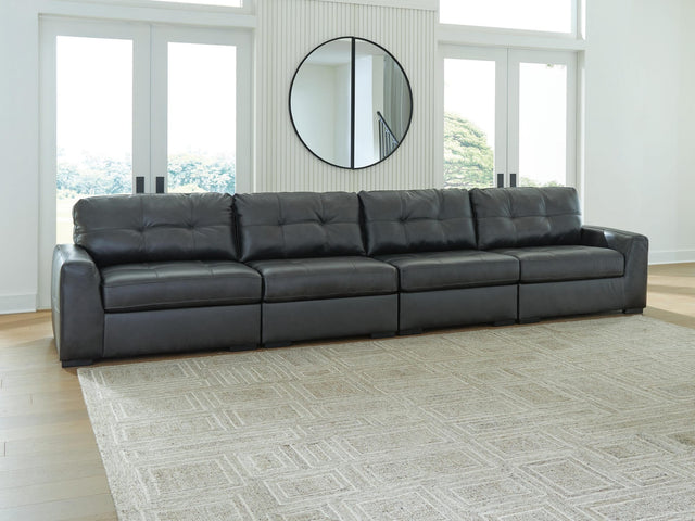 Brindley Pier Fog Leather 4-Piece Sectional from Ella Furniture