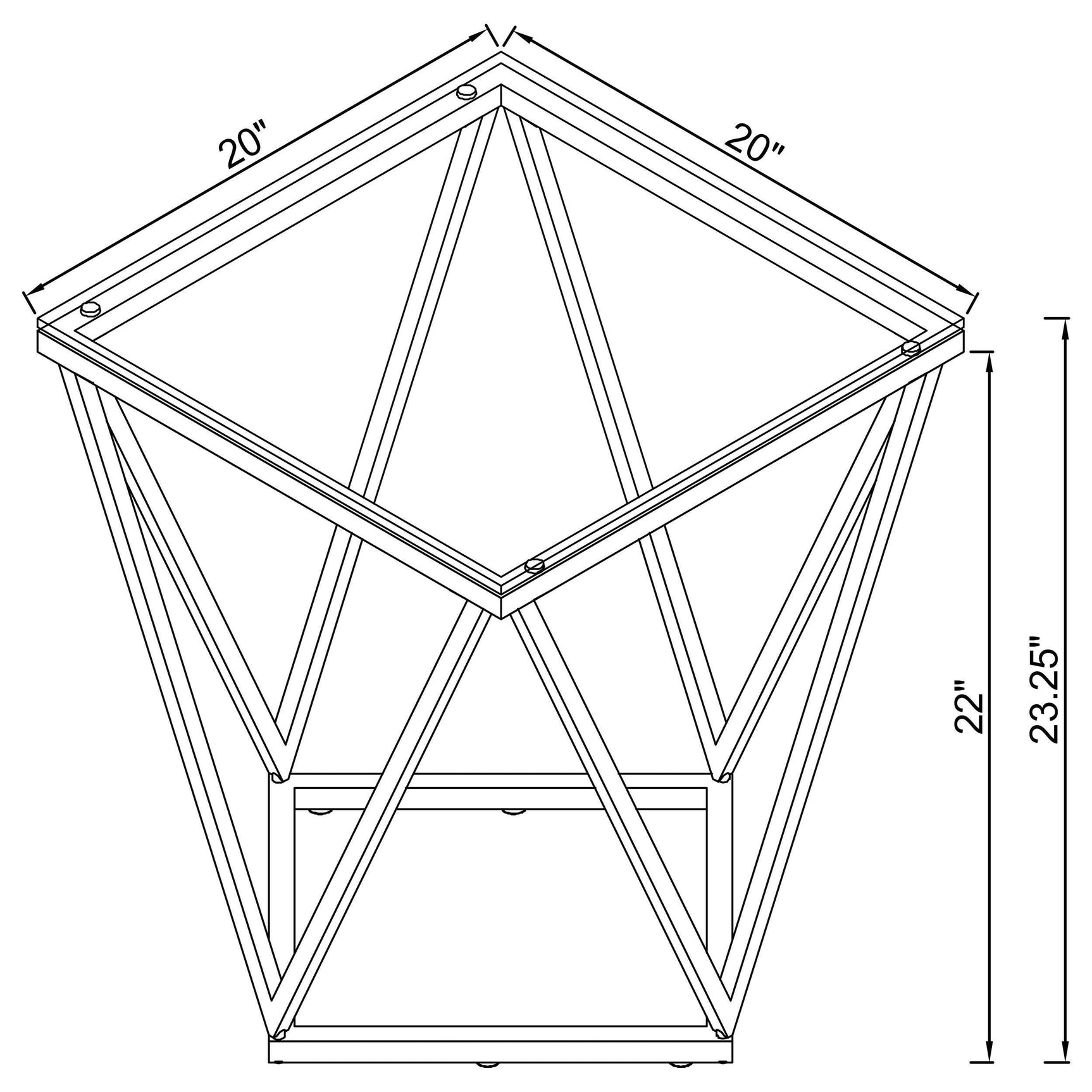 Brittania Square Glass Top Geometric End Table Nickel 709737 - Ella Furniture