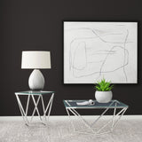 Brittania Square Glass Top Geometric End Table Nickel 709737 - Ella Furniture