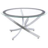 BROOKE Brooke 2-piece Round Glass Top Coffee Table Set Chrome 702588-S2 - Ella Furniture