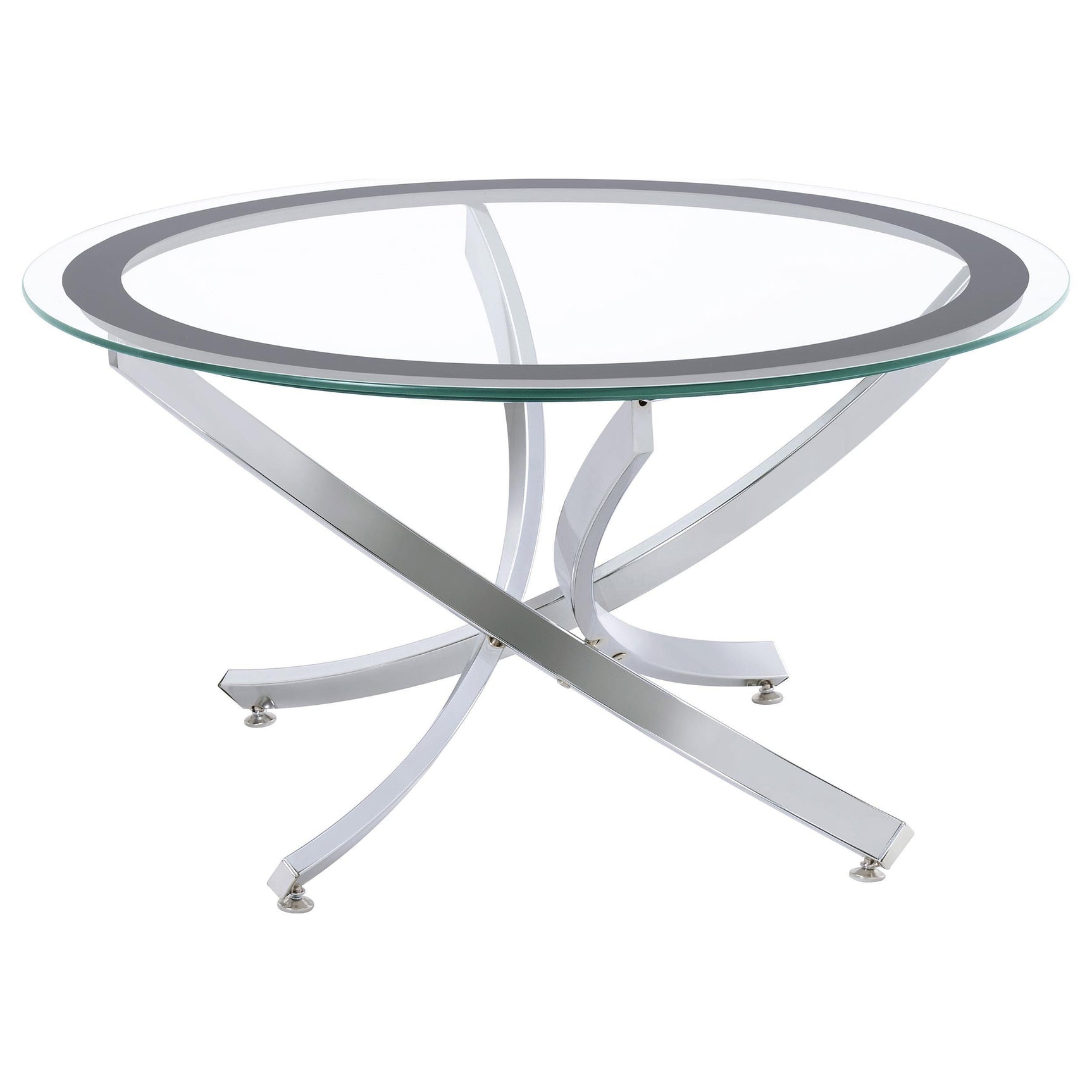 BROOKE Brooke 2-piece Round Glass Top Coffee Table Set Chrome 702588-S2 - Ella Furniture
