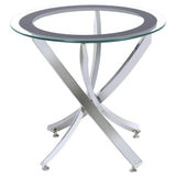 BROOKE Brooke 2-piece Round Glass Top Coffee Table Set Chrome 702588-S2 - Ella Furniture