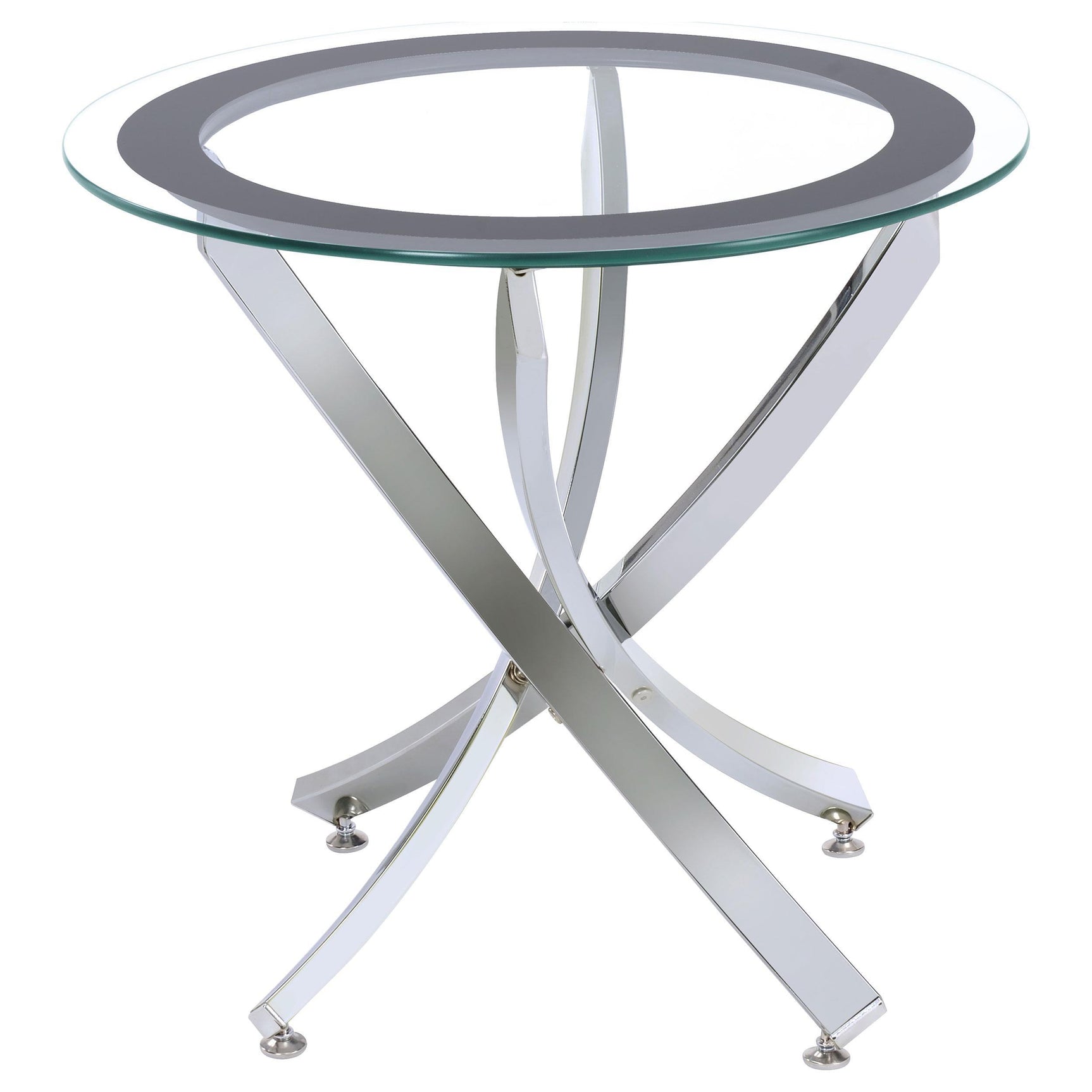 BROOKE Brooke 2-piece Round Glass Top Coffee Table Set Chrome 702588-S2 - Ella Furniture