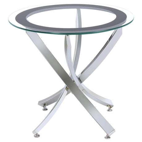 BROOKE Brooke 2-piece Round Glass Top Coffee Table Set Chrome 702588-S2 - Ella Furniture