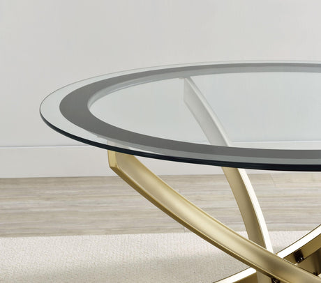BROOKE Brooke Round Glass Top Side End Table Metal Base Brass 707887 - Ella Furniture