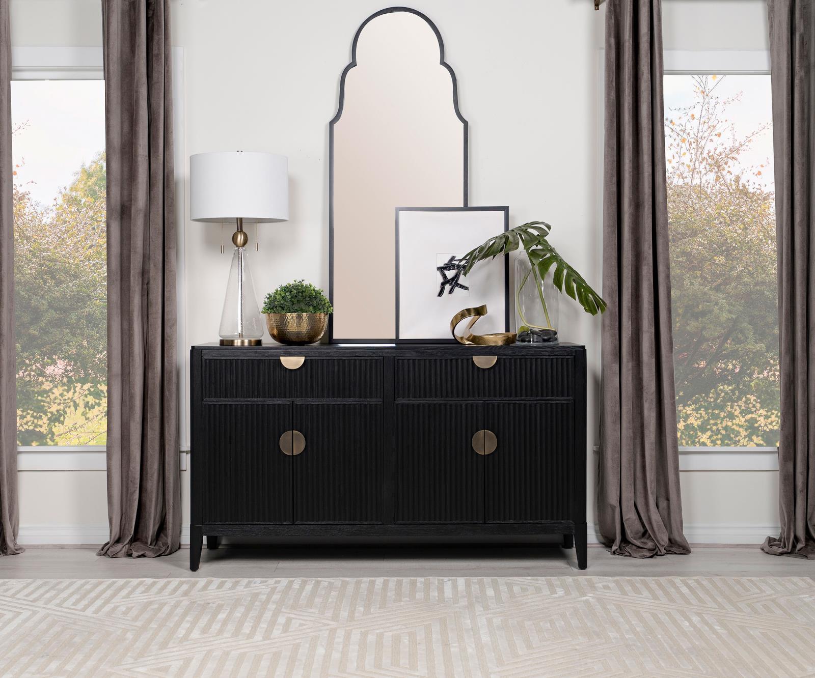 Brookmead 2-Drawer Sideboard Buffet With Storage Cabinet Black 108235 - Ella Furniture