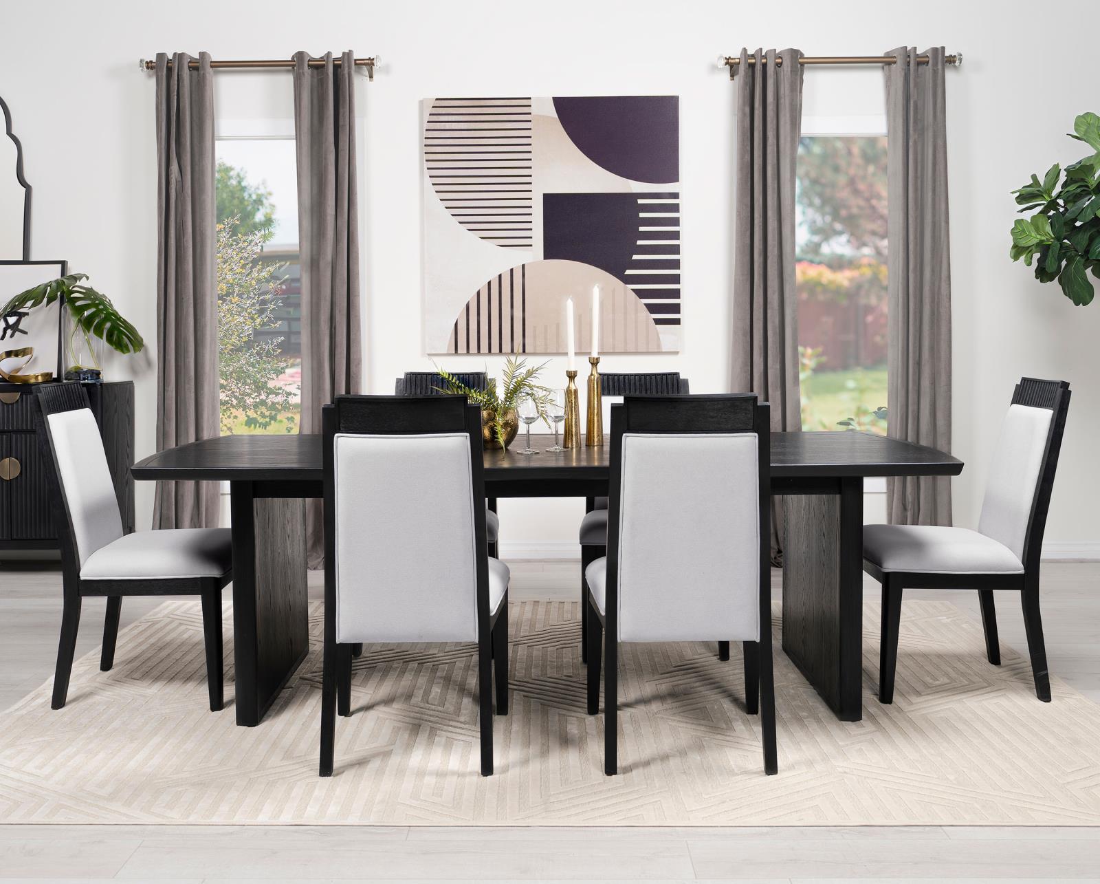 Brookmead Rectangular Dining Table With 18" Removable Extension Leaf Black 108231 - Ella Furniture
