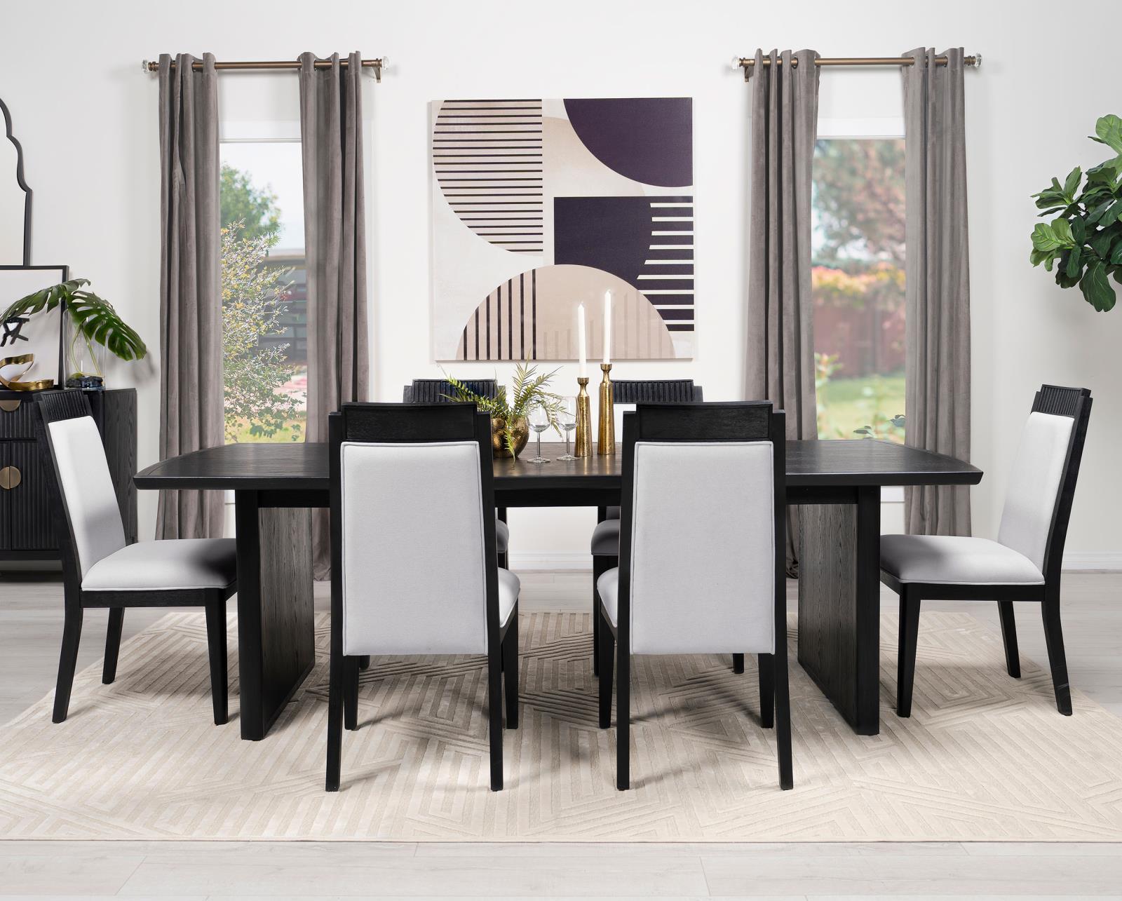 Brookmead Upholstered Dining Side Chair Ivory And Black (Set Of 2) 108232 - Ella Furniture