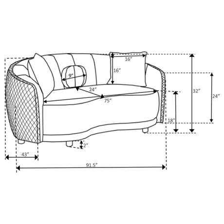 Brookside 2-piece Velvet Upholstered Sofa Set Dark Grey 504844-S2 - Ella Furniture