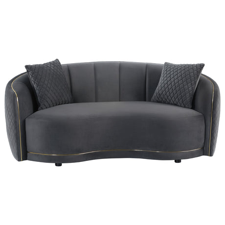 Brookside 2-piece Velvet Upholstered Sofa Set Dark Grey 504844-S2 - Ella Furniture