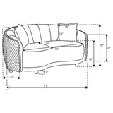 Brookside Velvet Upholstered Curved Loveseat Dark Grey 504845 - Ella Furniture