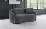 Brookside Velvet Upholstered Curved Loveseat Dark Grey 504845 - Ella Furniture