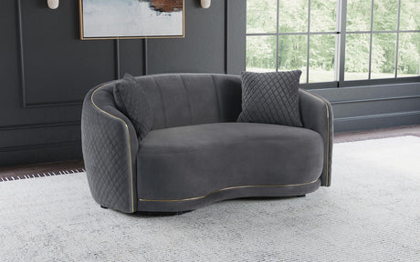 Brookside Velvet Upholstered Curved Loveseat Dark Grey 504845 - Ella Furniture