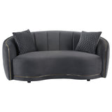 Brookside Velvet Upholstered Curved Loveseat Dark Grey 504845 - Ella Furniture