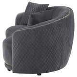 Brookside Velvet Upholstered Curved Loveseat Dark Grey 504845 - Ella Furniture