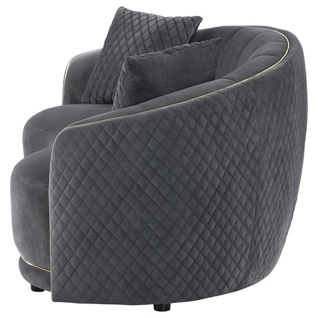 Brookside Velvet Upholstered Curved Loveseat Dark Grey 504845 - Ella Furniture