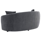 Brookside Velvet Upholstered Curved Loveseat Dark Grey 504845 - Ella Furniture
