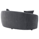 Brookside Velvet Upholstered Curved Loveseat Dark Grey 504845 - Ella Furniture