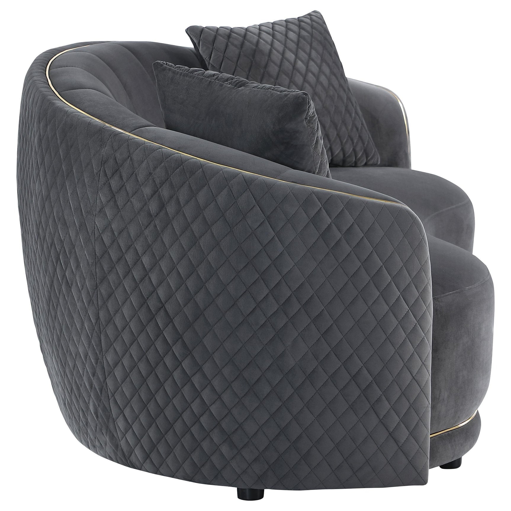 Brookside Velvet Upholstered Curved Loveseat Dark Grey 504845 - Ella Furniture