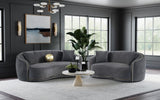 Brookside Velvet Upholstered Curved Sofa Dark Grey 504844 - Ella Furniture