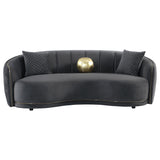 Brookside Velvet Upholstered Curved Sofa Dark Grey 504844 - Ella Furniture