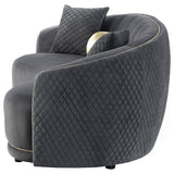 Brookside Velvet Upholstered Curved Sofa Dark Grey 504844 - Ella Furniture