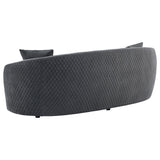 Brookside Velvet Upholstered Curved Sofa Dark Grey 504844 - Ella Furniture