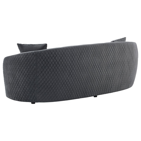 Brookside Velvet Upholstered Curved Sofa Dark Grey 504844 - Ella Furniture