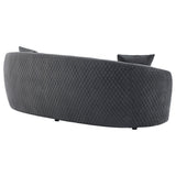 Brookside Velvet Upholstered Curved Sofa Dark Grey 504844 - Ella Furniture