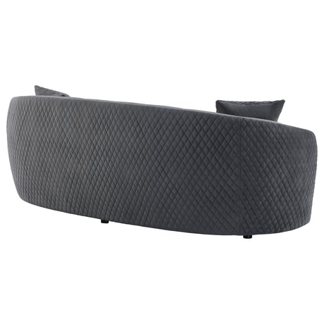 Brookside Velvet Upholstered Curved Sofa Dark Grey 504844 - Ella Furniture