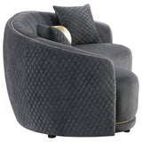 Brookside Velvet Upholstered Curved Sofa Dark Grey 504844 - Ella Furniture