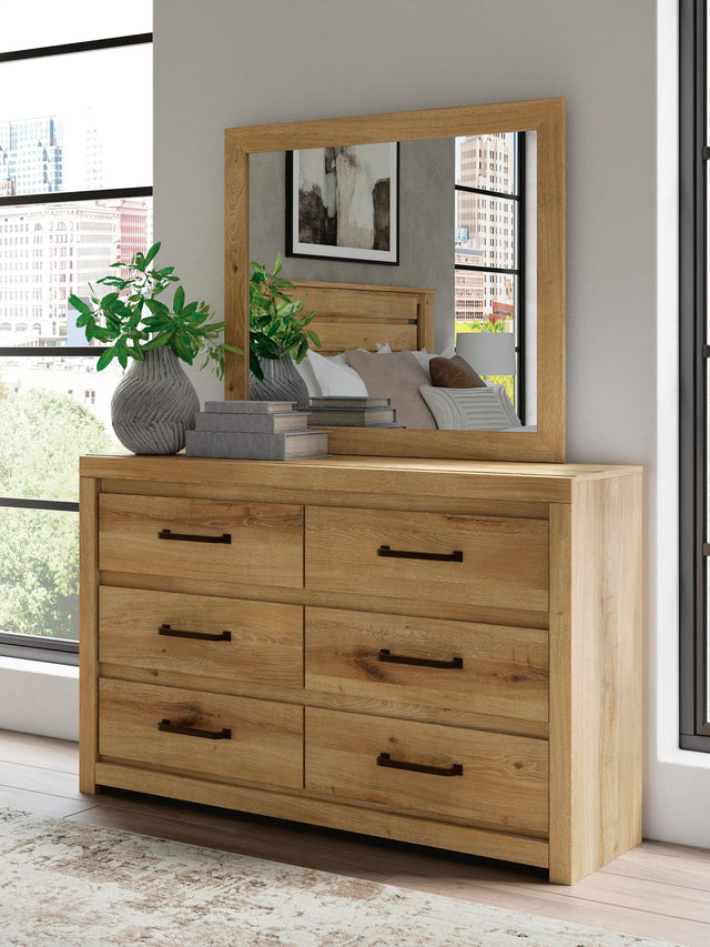 Brozmont Tan Dresser and Mirror from Ella Furniture