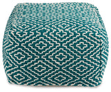 Brynnsen Teal/ivory Pouf - Ella Furniture