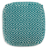 Brynnsen Teal/ivory Pouf - Ella Furniture