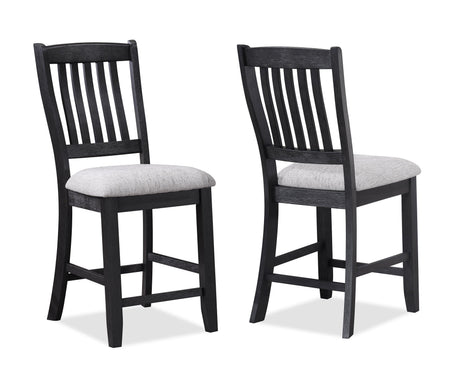 Buford Light Gray Solid Wood And Veneers Fabric Upholstered Counter Height Dining Room Set - Ella Furniture